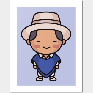 Cute Traditional Ecuadorian Villager Posters and Art
